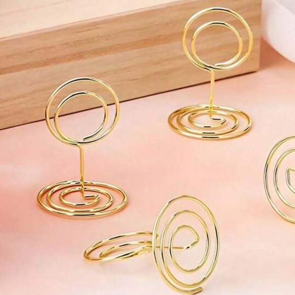 3 Piece Mini Table Number Photo Menu Holders Gold - Picture 2 of 5